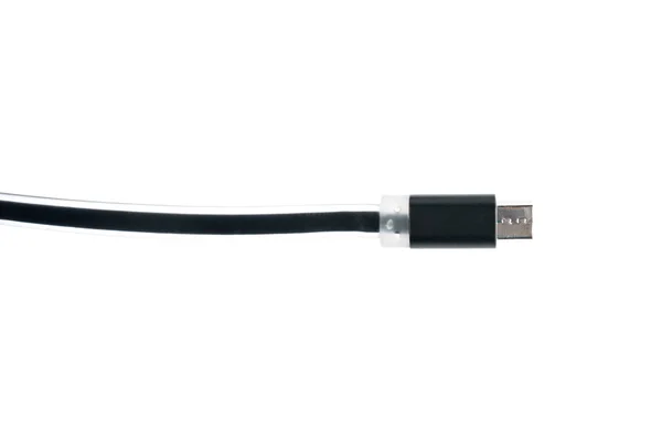 Dos conectores grises de cable USB blanco sobre fondo blanco aislado. Marco horizontal —  Fotos de Stock