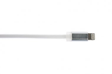 USB bağlantı kablosu için iphone ya da ipad, beyaz izole zemin üzerine beyaz. Yatay Çerçeve