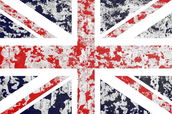 Stará omítnutá zeď s vlajkou Velké Británie — Stock fotografie