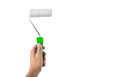 beyaz izole arka planda bir spatula ile el