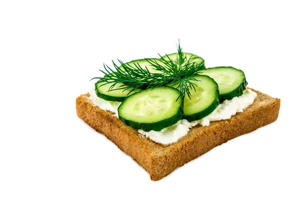 Sandwich with cheese, cucumbers, isolated on white background — Stock Photo, Image