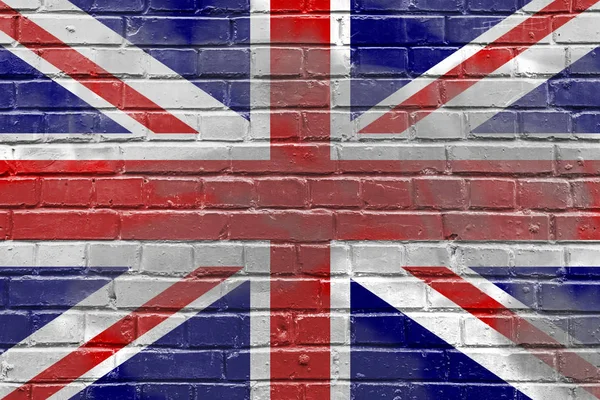 영국 국기와 함께 벽돌 벽 — 스톡 사진