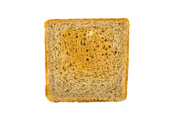 Na białym tle kwadratowy kawałek białego chleba — Zdjęcie stockowe