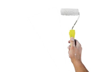 beyaz izole arka planda bir spatula ile el