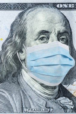 Birleşik Devletler 'in ulusal para birimi tıbbi bir maskenin içinde 100 dolardır. Dikey çerçeve