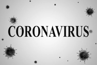 Virüs ve tıbbın teması için arka plan çizimi, çerçevenin kenarları boyunca gri bakteriler ve merkezdeki 