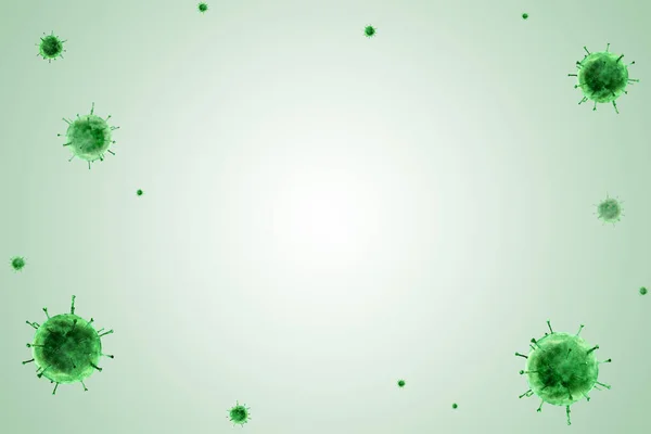 Illustration För Bakgrunden Temat Virus Och Medicin Gröna Bakterier Runt — Stockfoto