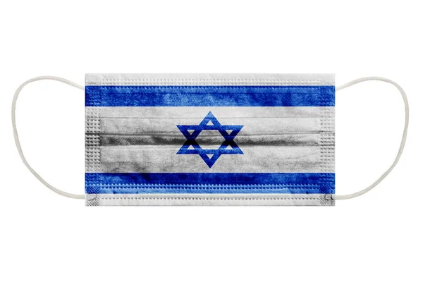 Máscara Virus Con Bandera Israel Sobre Fondo Blanco Aislado Símbolo —  Fotos de Stock
