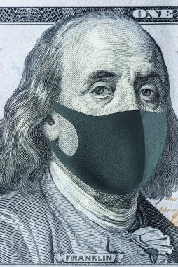 Birleşik Devletler 'in ulusal para birimi tıbbi bir maskenin içinde 100 dolardır. Dikey çerçeve