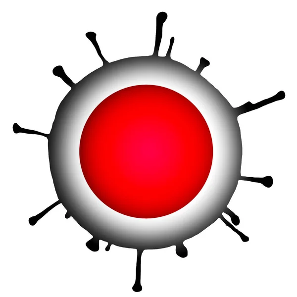 Illustration Ett Coronavirus Bakterie Med Japans Flagga Mitten Vit Isolerad — Stockfoto