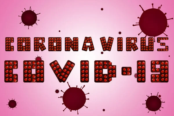 Напис Covid Coronavirus Червоних Табличок Бактерій Коронавірусу Задньому Плані — стокове фото