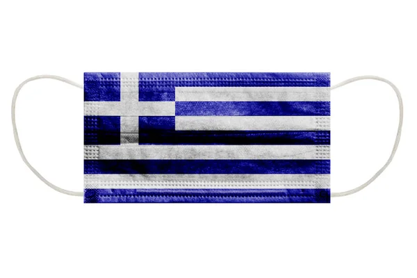 Virus Mask Flag Greece Isolated White Background Symbol Protection Coronavirus — Stock Photo, Image