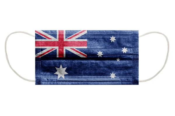 Máscara Virus Con Bandera Australia Sobre Fondo Blanco Aislado Símbolo —  Fotos de Stock