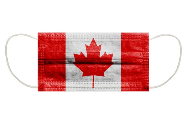 Zole Edilmiş Beyaz Arka Planda Kanada Bayrağı Olan Virüs Maskesi — Stok fotoğraf