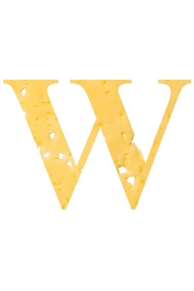 奶酪的字母 在白色孤立的背景上有孔 象征着适当的营养和字母 垂直框架 — 图库照片