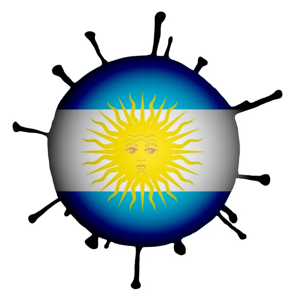 Иллюстрация Коронавируса Бактерии Флагом Аргентины Центре Белом Изолированном Фоне — стоковое фото