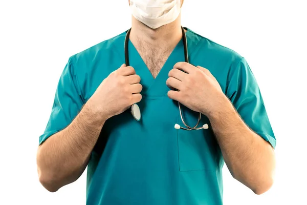 Stethoscope Neck Surgeon Close — Stock Photo, Image