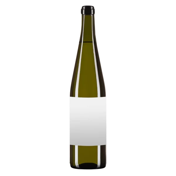 白の隔離された背景に モックアップのための白いラベルを持つ空のガラスワインやシャンパンボトル — ストック写真