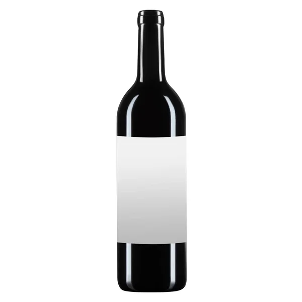 白の隔離された背景に モックアップのための白いラベルを持つ空のガラスワインやシャンパンボトル — ストック写真