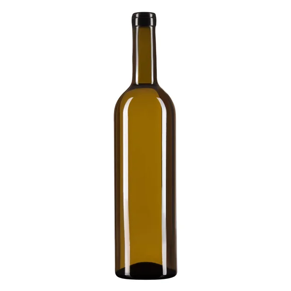 Порожня Скляна Пляшка Вина Або Шампанського Білому Ізольованому Фоні — стокове фото