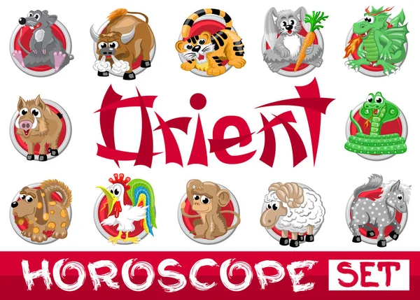 Orient horoscope set — Stockový vektor