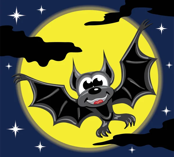 Sarı moon ve gece gökyüzü önünde yarasa