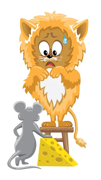 Лев и мышь с сыром Стоковый вектор