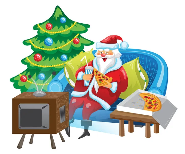 Santa e TV —  Vetores de Stock