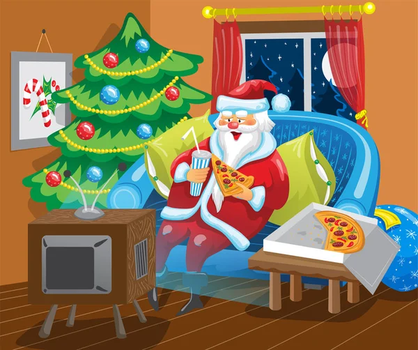 Papai Noel assistir TV —  Vetores de Stock