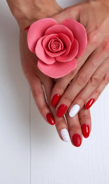 Red manicure — Stock Photo, Image