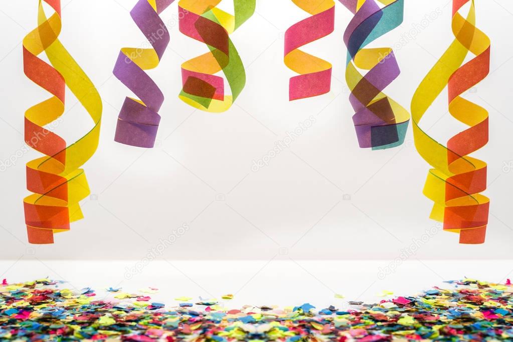 hanging paper streamer and confetti