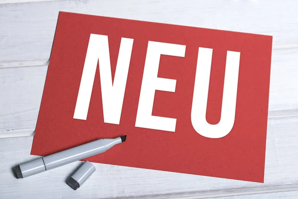 Neu rode bord met Duitse schrijven — Stockfoto