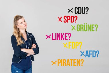 Woman with german parties for german federal election 2017 clipart