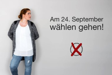Woman with german appeal to vote at german federal election 2017 clipart