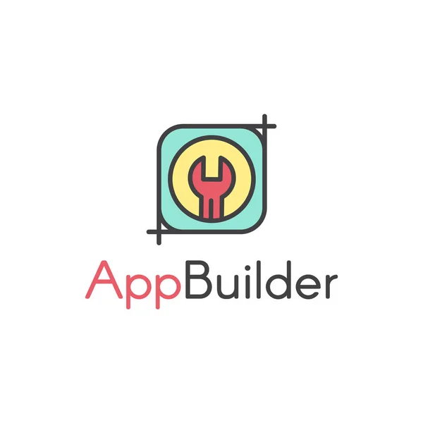 Vector Simple Icon Style Illustration Logo of Semi-Automated Application Builder Tool for Developers and Programmers. Simple App Icon with Screwdriver and Wrench — Stock Vector