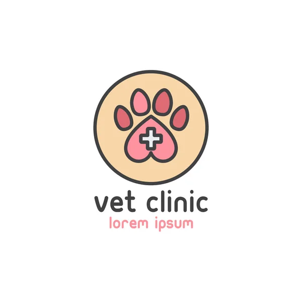 Ilustracja wektorowa ikona stylu Logo dla weterynaryjnych klinice pies lub kot troszczyć, Pet Care, centrum kształcenia i szkolenia zawodowego, pies sklep — Wektor stockowy