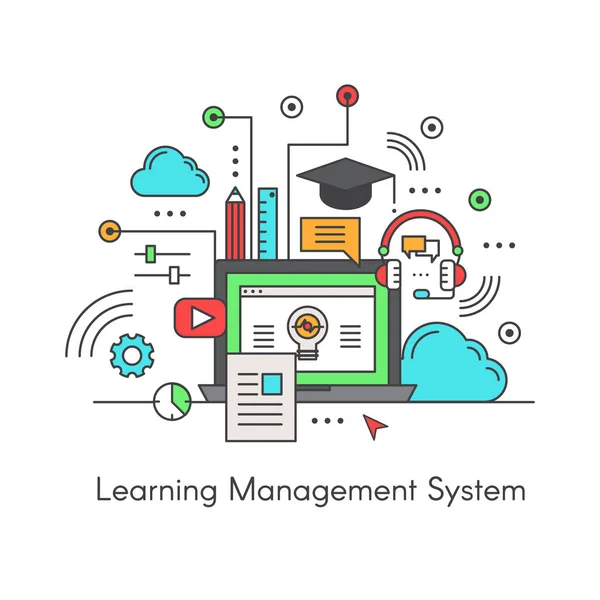 Learning Management System Lms E-Learning programvara — Stock vektor