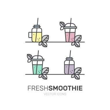 Vegan veya vejetaryen Smoothie meyve içki detoks ile yapraklar