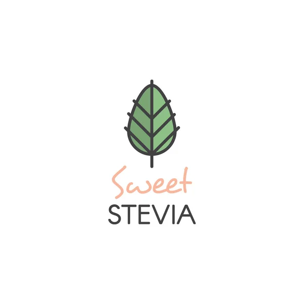 Stevia yaprağı doğal organik ve sağlıklı tatlandırıcı — Stok Vektör