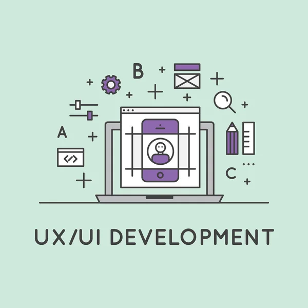 UX Ui användargränssnitt och användarupplevelse uppleva processen — Stock vektor