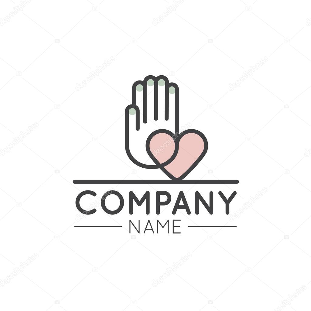 Vector Illustration Logo Graphic Element for Nonprofit Organizations and Donation Centre. Fundraising Symbols. Crowdfunding Project Label. Charity Logo