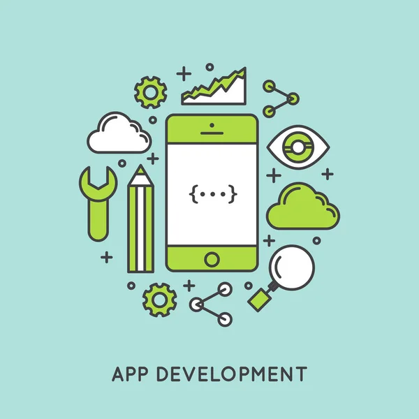 App-Entwicklung und Applikationsentwicklung — Stockvektor