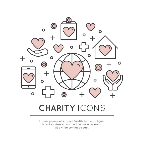 Set of Graphic Elements for Nonprofit Organizations and Donation Centre — Stock Vector