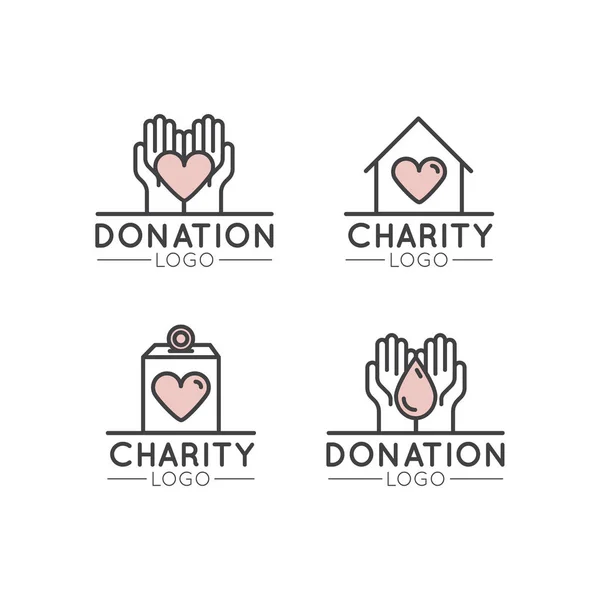 Set di logo per organizzazioni senza scopo di lucro e centro donazioni — Vettoriale Stock
