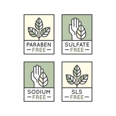 GMO, SLS, Paraben, Cruelty, Sulfate, Sodium, Phosphate, Silicone, Preservative Free Organic Product Stickers clipart