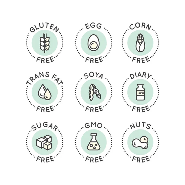 Intolérance alimentaire Badges — Image vectorielle