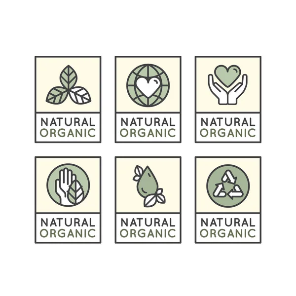 Свежий органический, экологически чистые значки продукта — стоковый вектор