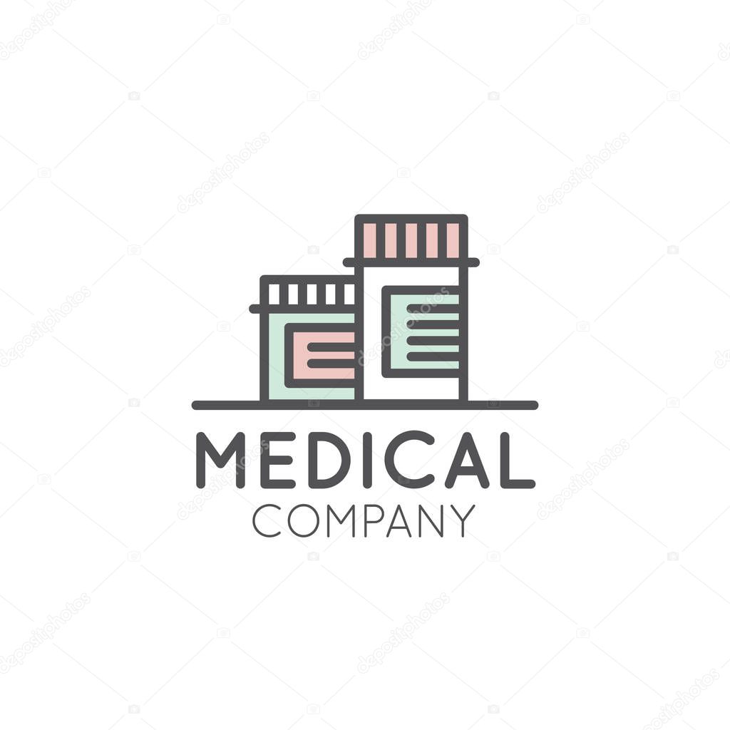 Vector Icon Style Illustration Logo for Medical Pharmacy, Lab, Clinic, Medicine Company, Distributor or Producer