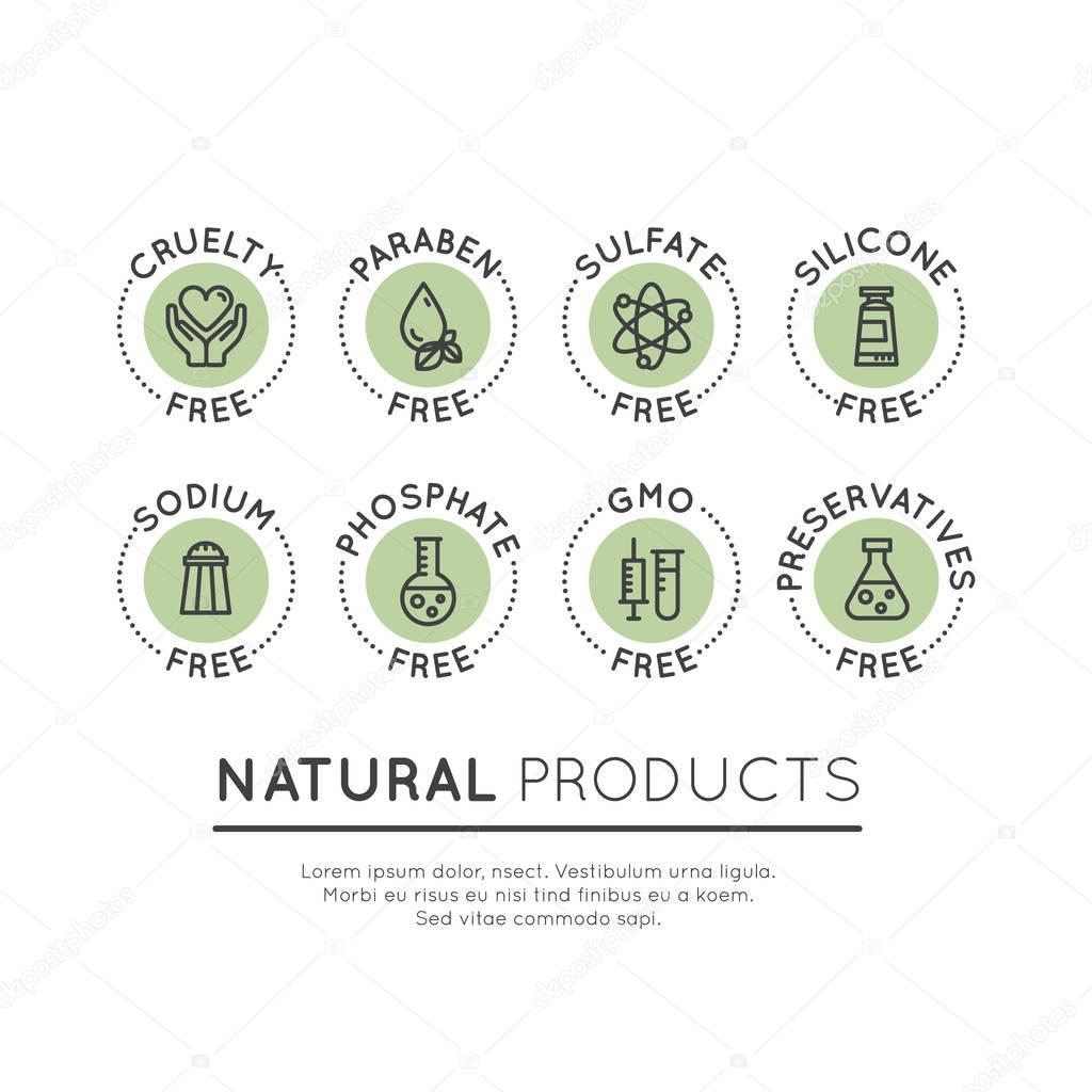 GMO, SLS, Paraben, Cruelty, Sulfate, Sodium, Phosphate, Silicone, Preservative Free Organic Product Stickers