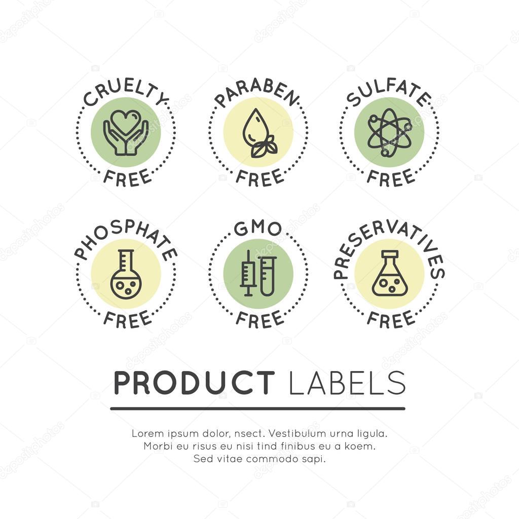 GMO, SLS, Paraben, Cruelty, Sulfate, Sodium, Phosphate, Silicone, Preservative Free Organic Product Stickers